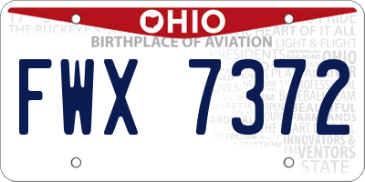 OH license plate FWX7372