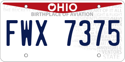 OH license plate FWX7375