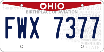 OH license plate FWX7377