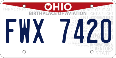 OH license plate FWX7420