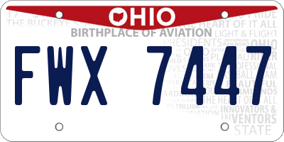 OH license plate FWX7447