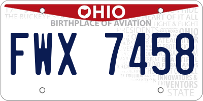 OH license plate FWX7458
