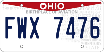 OH license plate FWX7476