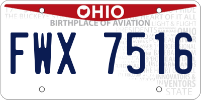 OH license plate FWX7516