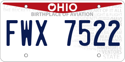 OH license plate FWX7522