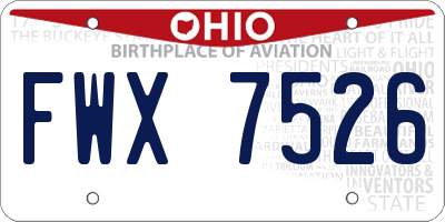 OH license plate FWX7526