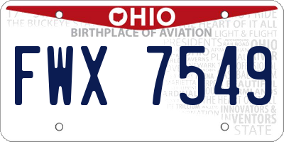 OH license plate FWX7549