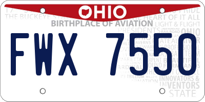 OH license plate FWX7550