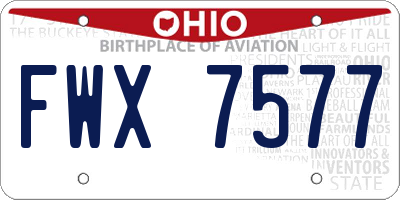 OH license plate FWX7577