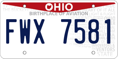 OH license plate FWX7581