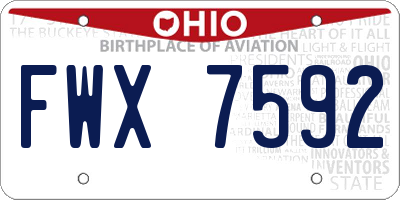 OH license plate FWX7592