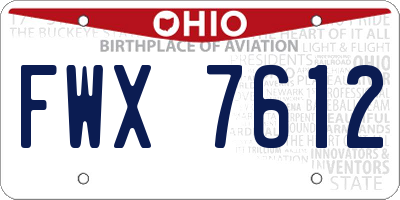 OH license plate FWX7612