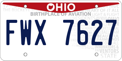 OH license plate FWX7627