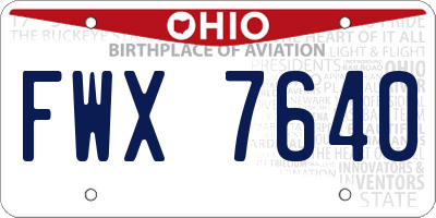 OH license plate FWX7640