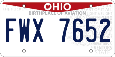 OH license plate FWX7652