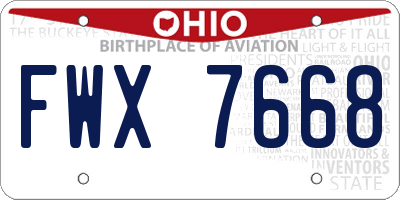 OH license plate FWX7668