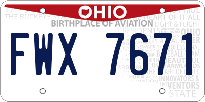 OH license plate FWX7671