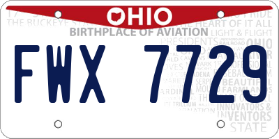 OH license plate FWX7729