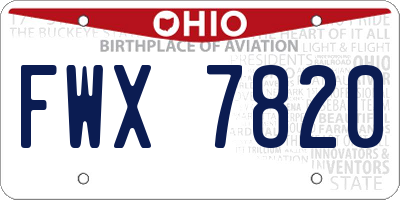 OH license plate FWX7820