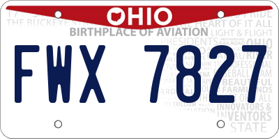 OH license plate FWX7827