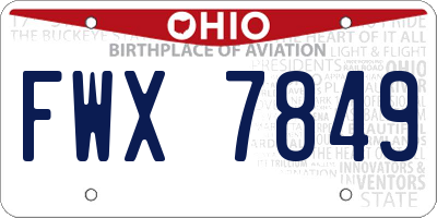 OH license plate FWX7849