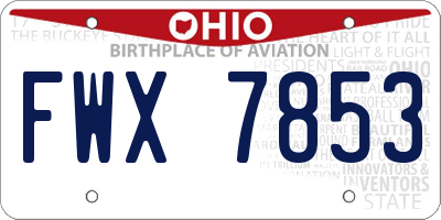 OH license plate FWX7853
