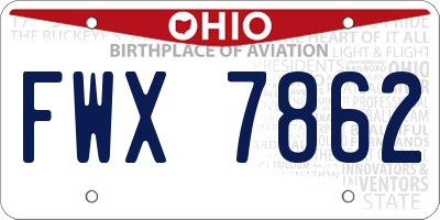 OH license plate FWX7862