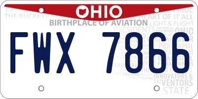 OH license plate FWX7866