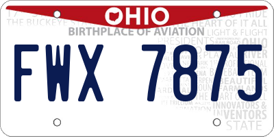 OH license plate FWX7875