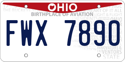 OH license plate FWX7890