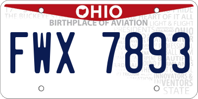 OH license plate FWX7893