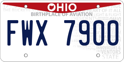 OH license plate FWX7900