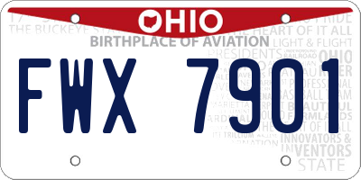 OH license plate FWX7901