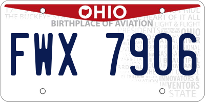 OH license plate FWX7906