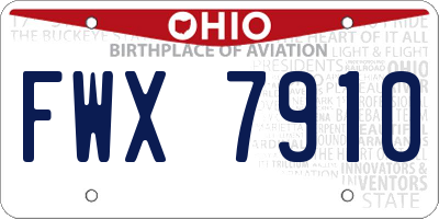 OH license plate FWX7910