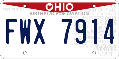 OH license plate FWX7914