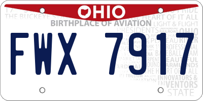 OH license plate FWX7917