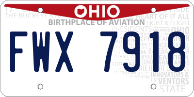 OH license plate FWX7918