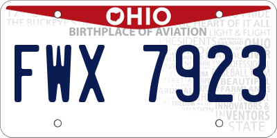 OH license plate FWX7923