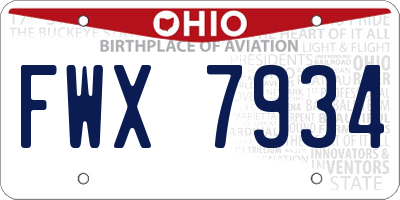 OH license plate FWX7934