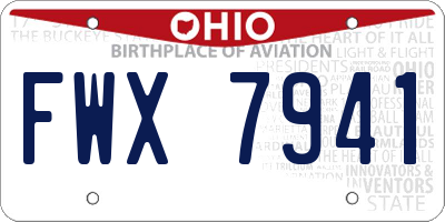 OH license plate FWX7941