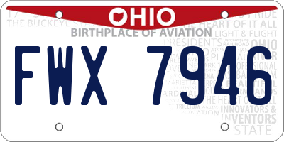 OH license plate FWX7946