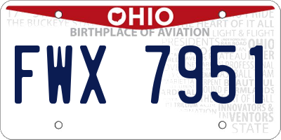 OH license plate FWX7951