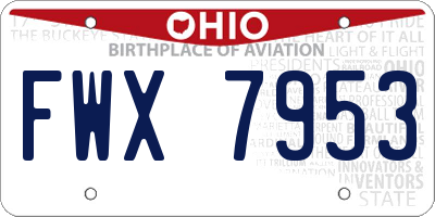 OH license plate FWX7953