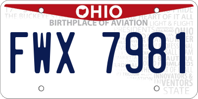 OH license plate FWX7981