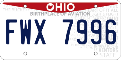 OH license plate FWX7996