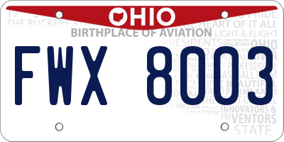 OH license plate FWX8003