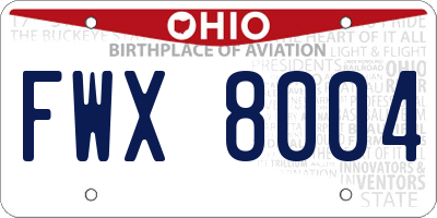 OH license plate FWX8004