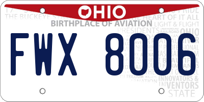 OH license plate FWX8006