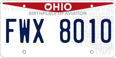 OH license plate FWX8010